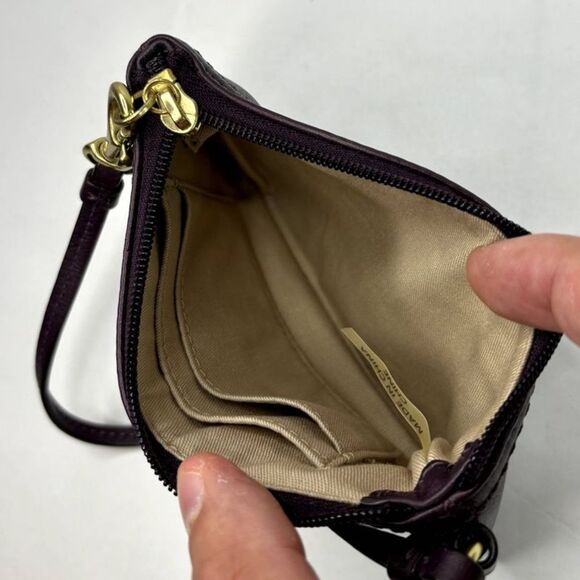 Coach Legacy Purple Soft Leather Wristlet Wallet Gold Designer Pendant Womens - Picture 7 of 10